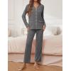 imageEkouaer Pajamas for Women Set Button Down Pj Long Sleeve Shirt and Pants Lounge Sets Fall Sleepwear with PocketsDark Heather Grey