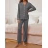 imageEkouaer Pajamas for Women Set Button Down Pj Long Sleeve Shirt and Pants Lounge Sets Fall Sleepwear with PocketsDark Heather Grey