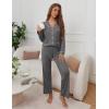 imageEkouaer Pajamas for Women Set Button Down Pj Long Sleeve Shirt and Pants Lounge Sets Fall Sleepwear with PocketsDark Heather Grey