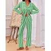 imageEkouaer Pajamas for Women Set Button Down Pj Long Sleeve Shirt and Pants Lounge Sets Fall Sleepwear with PocketsGreen Striped