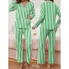 imageEkouaer Pajamas for Women Set Button Down Pj Long Sleeve Shirt and Pants Lounge Sets Fall Sleepwear with PocketsGreen Striped