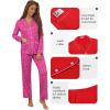 imageEkouaer Pajamas for Women Set Button Down Pj Long Sleeve Shirt and Pants Lounge Sets Fall Sleepwear with PocketsHot Pink Leopard