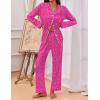 imageEkouaer Pajamas for Women Set Button Down Pj Long Sleeve Shirt and Pants Lounge Sets Fall Sleepwear with PocketsHot Pink Leopard