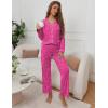imageEkouaer Pajamas for Women Set Button Down Pj Long Sleeve Shirt and Pants Lounge Sets Fall Sleepwear with PocketsHot Pink Leopard