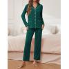 imageEkouaer Pajamas for Women Set Button Down Pj Long Sleeve Shirt and Pants Lounge Sets Fall Sleepwear with PocketsLake Green