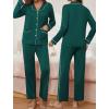 imageEkouaer Pajamas for Women Set Button Down Pj Long Sleeve Shirt and Pants Lounge Sets Fall Sleepwear with PocketsLake Green