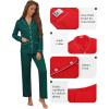 imageEkouaer Pajamas for Women Set Button Down Pj Long Sleeve Shirt and Pants Lounge Sets Fall Sleepwear with PocketsLake Green
