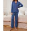 imageEkouaer Pajamas for Women Set Button Down Pj Long Sleeve Shirt and Pants Lounge Sets Fall Sleepwear with PocketsNavy