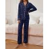 imageEkouaer Pajamas for Women Set Button Down Pj Long Sleeve Shirt and Pants Lounge Sets Fall Sleepwear with PocketsNavy Star