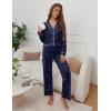 imageEkouaer Pajamas for Women Set Button Down Pj Long Sleeve Shirt and Pants Lounge Sets Fall Sleepwear with PocketsNavy Star