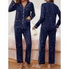 imageEkouaer Pajamas for Women Set Button Down Pj Long Sleeve Shirt and Pants Lounge Sets Fall Sleepwear with PocketsNavy Star