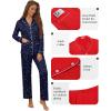 imageEkouaer Pajamas for Women Set Button Down Pj Long Sleeve Shirt and Pants Lounge Sets Fall Sleepwear with PocketsNavy Star