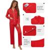 imageEkouaer Pajamas for Women Set Button Down Pj Long Sleeve Shirt and Pants Lounge Sets Fall Sleepwear with PocketsRed