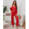 imageEkouaer Pajamas for Women Set Button Down Pj Long Sleeve Shirt and Pants Lounge Sets Fall Sleepwear with PocketsRed