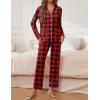 imageEkouaer Pajamas for Women Set Button Down Pj Long Sleeve Shirt and Pants Lounge Sets Fall Sleepwear with PocketsRed Plaid