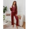 imageEkouaer Pajamas for Women Set Button Down Pj Long Sleeve Shirt and Pants Lounge Sets Fall Sleepwear with PocketsRed Plaid