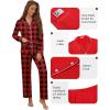imageEkouaer Pajamas for Women Set Button Down Pj Long Sleeve Shirt and Pants Lounge Sets Fall Sleepwear with PocketsRed Plaid