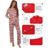 imageEkouaer Pajamas for Women Set Button Down Pj Long Sleeve Shirt and Pants Lounge Sets Fall Sleepwear with PocketsStriped Teddy