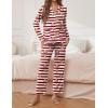 imageEkouaer Pajamas for Women Set Button Down Pj Long Sleeve Shirt and Pants Lounge Sets Fall Sleepwear with PocketsStriped Teddy