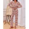 imageEkouaer Pajamas for Women Set Button Down Pj Long Sleeve Shirt and Pants Lounge Sets Fall Sleepwear with PocketsStriped Teddy