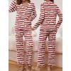 imageEkouaer Pajamas for Women Set Button Down Pj Long Sleeve Shirt and Pants Lounge Sets Fall Sleepwear with PocketsStriped Teddy