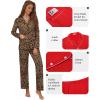 imageEkouaer Pajamas for Women Set Button Down Pj Long Sleeve Shirt and Pants Lounge Sets Fall Sleepwear with PocketsTawny Cheetah
