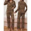 imageEkouaer Pajamas for Women Set Button Down Pj Long Sleeve Shirt and Pants Lounge Sets Fall Sleepwear with PocketsTawny Cheetah