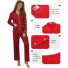imageEkouaer Pajamas for Women Set Button Down Pj Long Sleeve Shirt and Pants Lounge Sets Fall Sleepwear with PocketsWine Red
