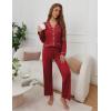 imageEkouaer Pajamas for Women Set Button Down Pj Long Sleeve Shirt and Pants Lounge Sets Fall Sleepwear with PocketsWine Red