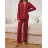imageEkouaer Pajamas for Women Set Button Down Pj Long Sleeve Shirt and Pants Lounge Sets Fall Sleepwear with PocketsWine Red