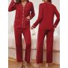 imageEkouaer Pajamas for Women Set Button Down Pj Long Sleeve Shirt and Pants Lounge Sets Fall Sleepwear with PocketsWine Red