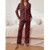 imageEkouaer Pajamas for Women Set Button Down Pj Long Sleeve Shirt and Pants Lounge Sets Fall Sleepwear with PocketsWine Red Cheetah