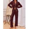 imageEkouaer Pajamas for Women Set Button Down Pj Long Sleeve Shirt and Pants Lounge Sets Fall Sleepwear with PocketsWine Red Cheetah
