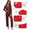 imageEkouaer Pajamas for Women Set Button Down Pj Long Sleeve Shirt and Pants Lounge Sets Fall Sleepwear with PocketsWine Red Cheetah