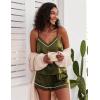 imageEkouaer Pajamas for Women Set Silk Satin Pjs Sexy Lingerie Sleepwear Cami Shorts Set Summer Nightwear SXXLArmy Green