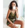 imageEkouaer Pajamas for Women Set Silk Satin Pjs Sexy Lingerie Sleepwear Cami Shorts Set Summer Nightwear SXXLArmy Green