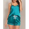 imageEkouaer Pajamas for Women Set Silk Satin Pjs Sexy Lingerie Sleepwear Cami Shorts Set Summer Nightwear SXXLBeacock Blue