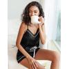 imageEkouaer Pajamas for Women Set Silk Satin Pjs Sexy Lingerie Sleepwear Cami Shorts Set Summer Nightwear SXXLBlack