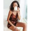 imageEkouaer Pajamas for Women Set Silk Satin Pjs Sexy Lingerie Sleepwear Cami Shorts Set Summer Nightwear SXXLCoffee