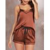 imageEkouaer Pajamas for Women Set Silk Satin Pjs Sexy Lingerie Sleepwear Cami Shorts Set Summer Nightwear SXXLCoffee