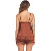 imageEkouaer Pajamas for Women Set Silk Satin Pjs Sexy Lingerie Sleepwear Cami Shorts Set Summer Nightwear SXXLCoffee