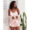 imageEkouaer Pajamas for Women Set Silk Satin Pjs Sexy Lingerie Sleepwear Cami Shorts Set Summer Nightwear SXXLLeaves