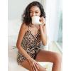imageEkouaer Pajamas for Women Set Silk Satin Pjs Sexy Lingerie Sleepwear Cami Shorts Set Summer Nightwear SXXLLeopard