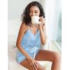 imageEkouaer Pajamas for Women Set Silk Satin Pjs Sexy Lingerie Sleepwear Cami Shorts Set Summer Nightwear SXXLLight Blue
