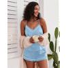imageEkouaer Pajamas for Women Set Silk Satin Pjs Sexy Lingerie Sleepwear Cami Shorts Set Summer Nightwear SXXLLight Blue