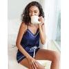 imageEkouaer Pajamas for Women Set Silk Satin Pjs Sexy Lingerie Sleepwear Cami Shorts Set Summer Nightwear SXXLNavy