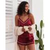 imageEkouaer Pajamas for Women Set Silk Satin Pjs Sexy Lingerie Sleepwear Cami Shorts Set Summer Nightwear SXXLRed