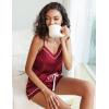 imageEkouaer Pajamas for Women Set Silk Satin Pjs Sexy Lingerie Sleepwear Cami Shorts Set Summer Nightwear SXXLRed