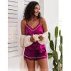 imageEkouaer Pajamas for Women Set Silk Satin Pjs Sexy Lingerie Sleepwear Cami Shorts Set Summer Nightwear SXXLRose Red