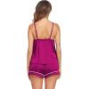 imageEkouaer Pajamas for Women Set Silk Satin Pjs Sexy Lingerie Sleepwear Cami Shorts Set Summer Nightwear SXXLRose Red